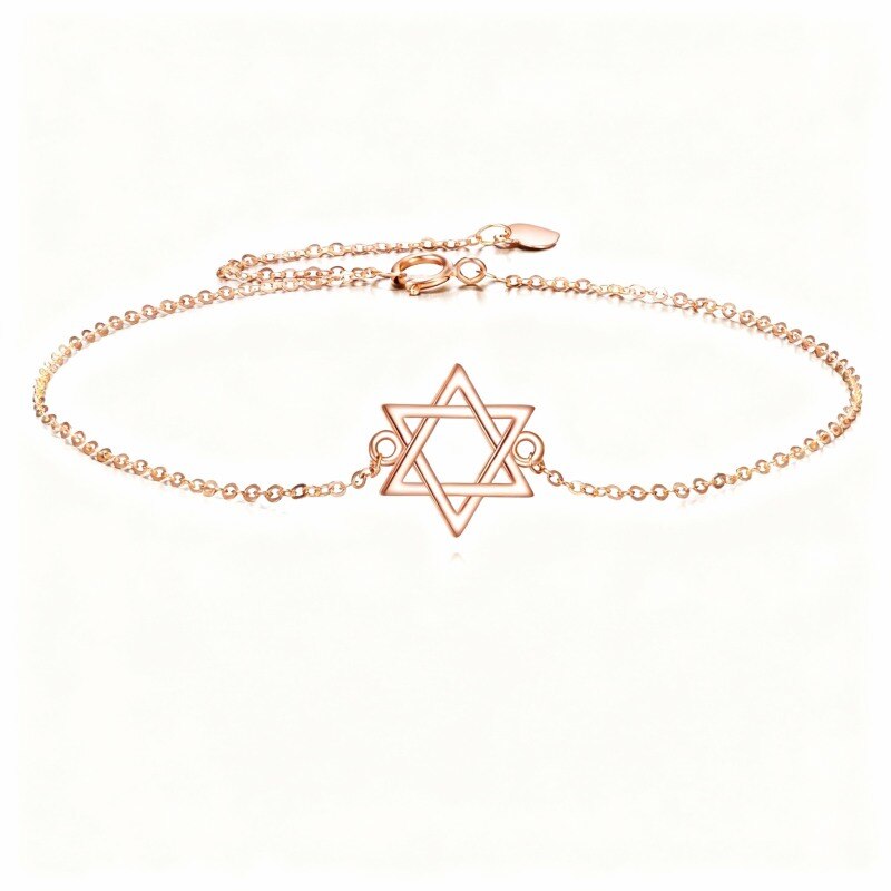 Pulsera con dije de la Estrella de David en oro rosa de 18 quilates-1