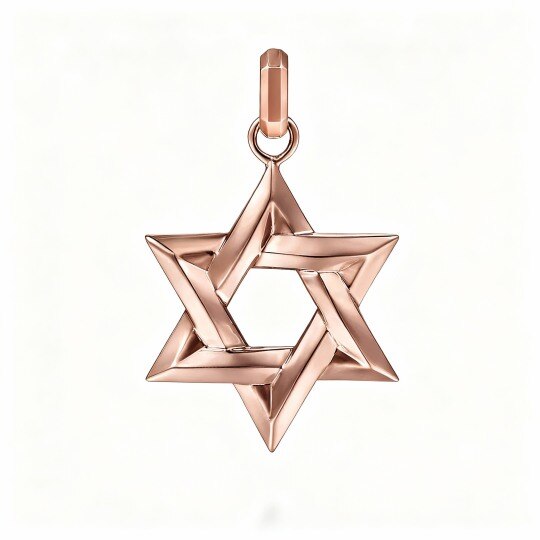 Colgantes de oro rosa de 10 quilates con la estrella de David para hombre