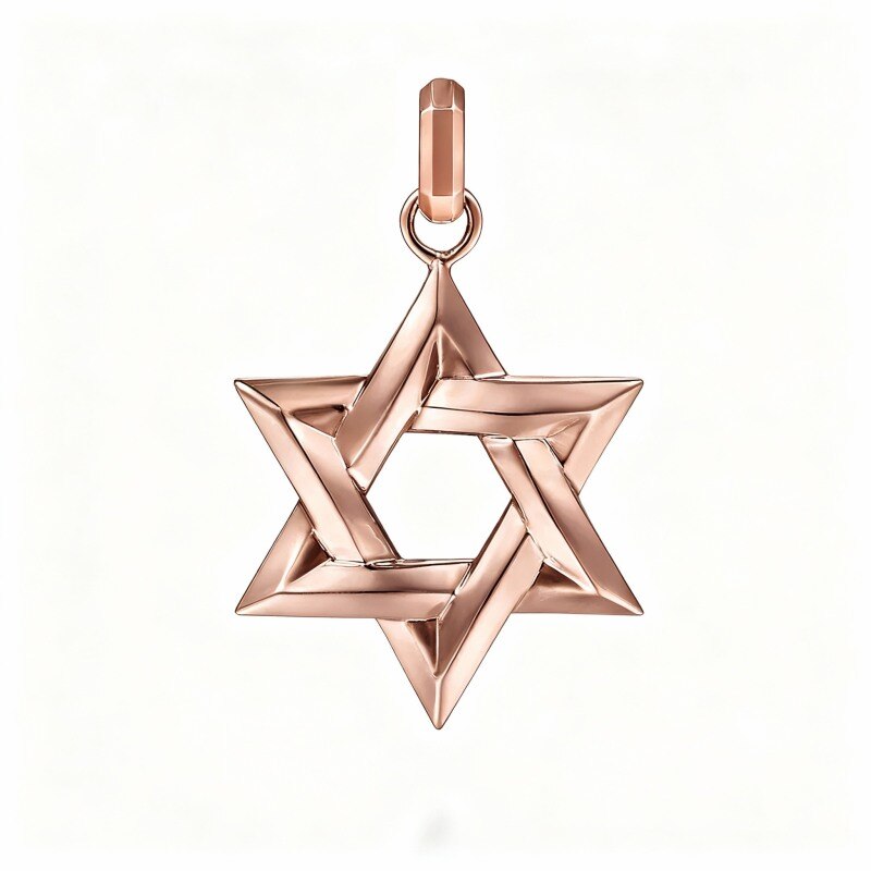 Colgantes de oro rosa de 10 quilates con la estrella de David para hombre-12