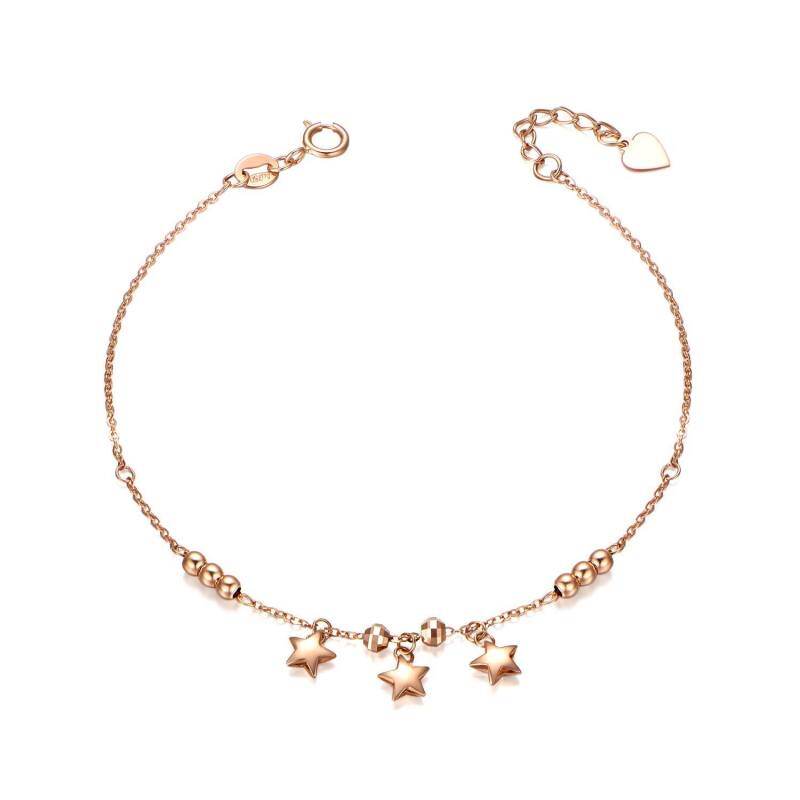 Bracelet à breloques étoiles en or rose 10 carats-1