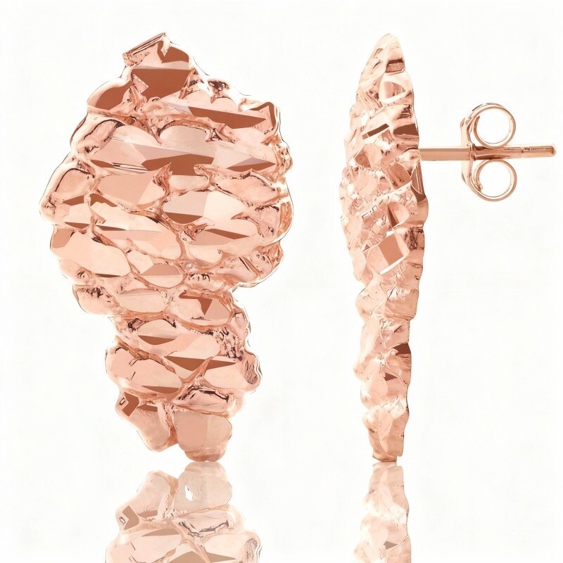 Pendientes de botón de oro rosa de 18 quilates-1