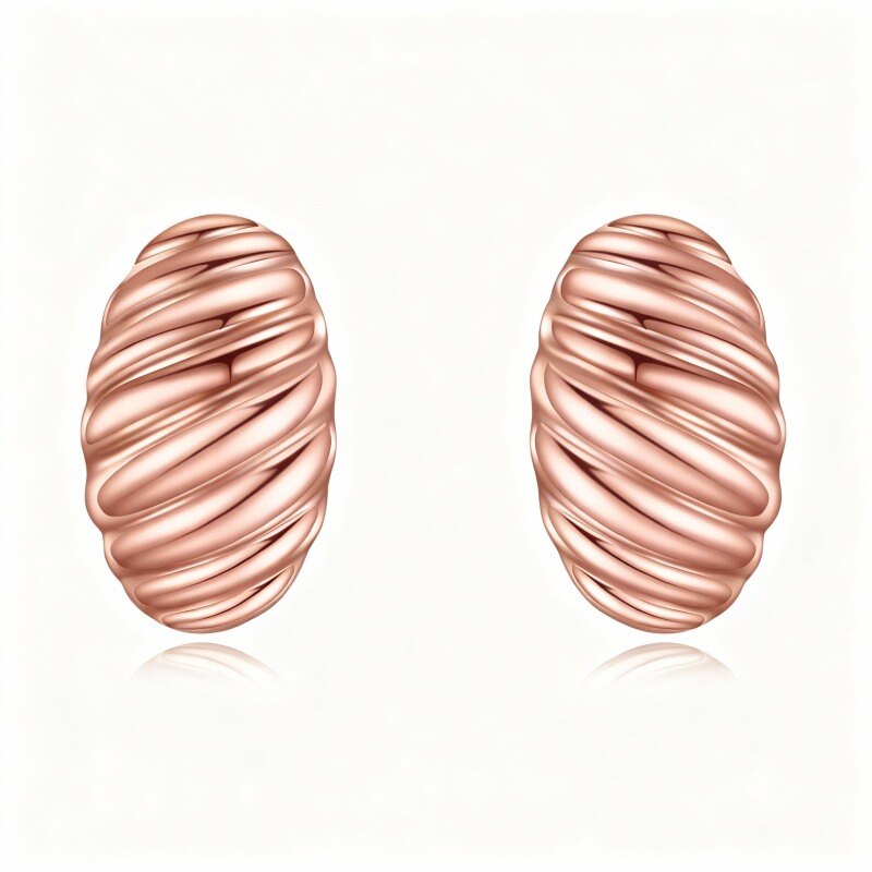 Pendientes de botón de oro rosa de 18 quilates-1