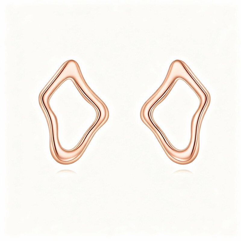 Pendientes de botón de oro rosa de 10 quilates-1