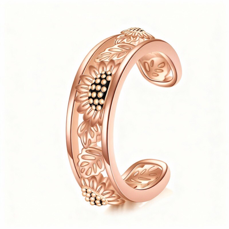 Boucles d'oreilles manchette tournesol en or rose 10 carats-1