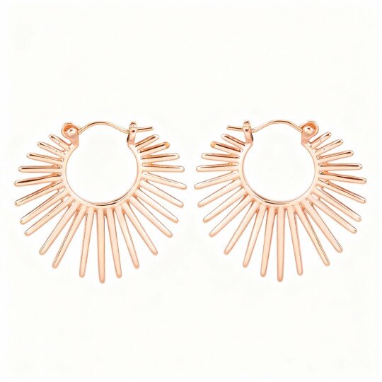 10K Rose Gold Sun Hoop Earrings