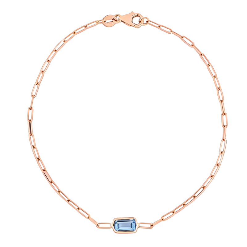 Bracelet trombone en or rose 10 carats et topaze-1