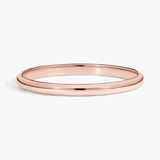 Fede nuziale classica tradizionale in oro rosa 10k leggermente curva da 2 mm