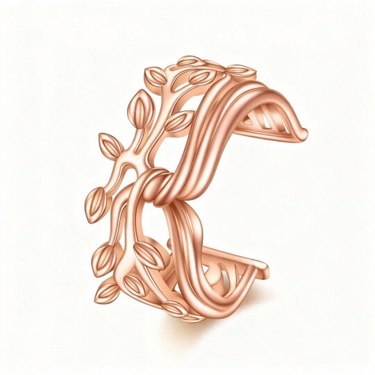 10K Rose Gold Tree Of Life Hoop Earrings
