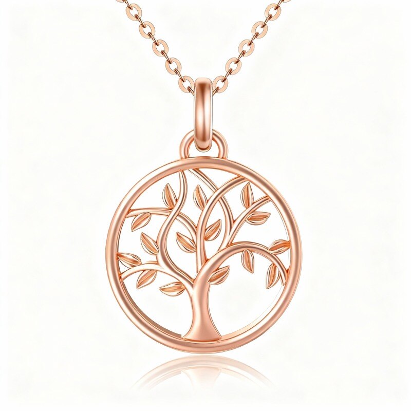 Collar con colgante del Árbol de la Vida en oro rosa de 18 quilates-1