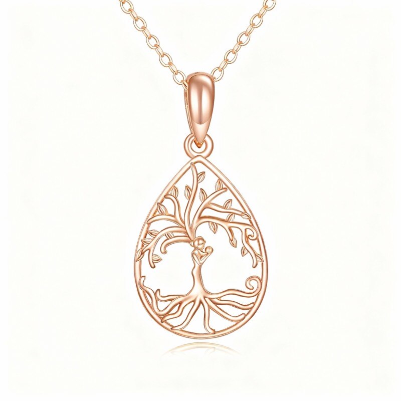 18K Rose Gold Tree Of Life Pendant Necklace-1