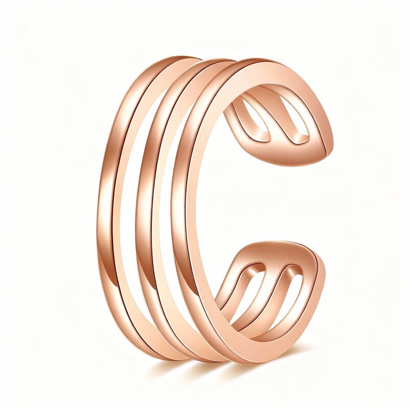 Pendientes de brazalete Triple Moon Goddess en oro rosa de 14 quilates-1