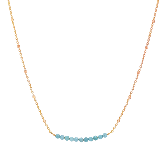 10K Rose Gold Turquoise Cable Chain Necklace