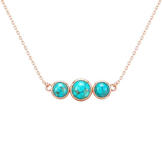 Collier pendentif turquoise en or rose 10 carats