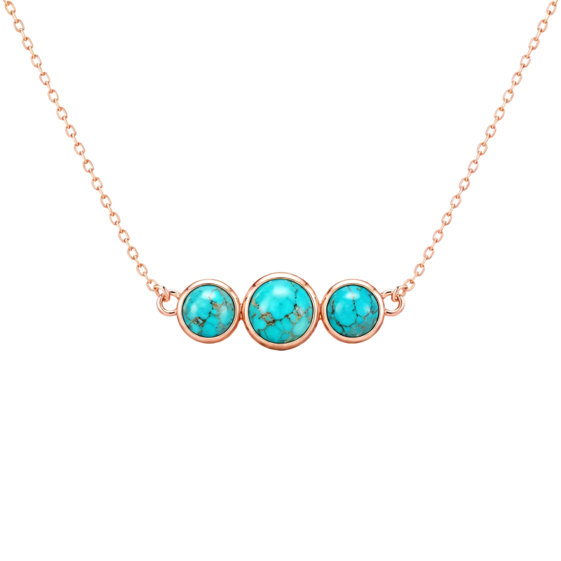 Collar con colgante de turquesa en oro rosa de 14 quilates-1