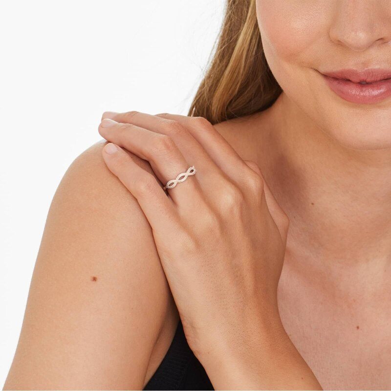 Anillo de boda vintage con forma de infinito en oro rosa de 14 quilates, 1,8 mm-3