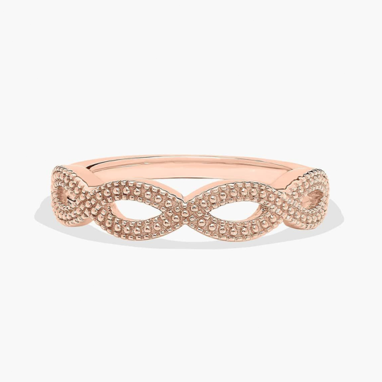 10K Rose Gold Vintage Infinity Wedding Band 1.8mm