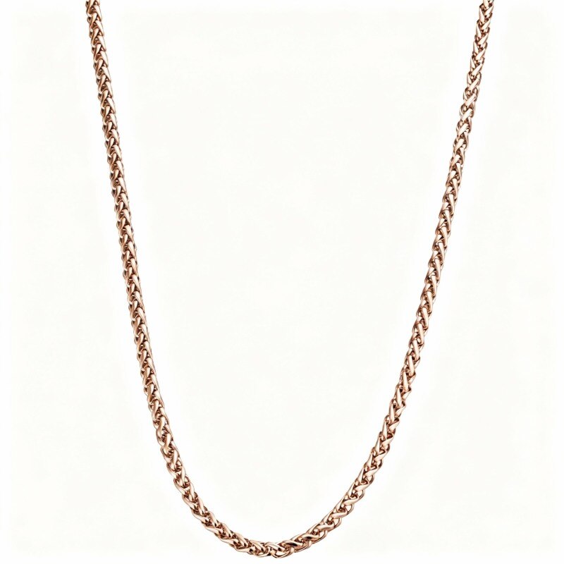 Collier chaîne blé en or rose 10 carats pour homme-1