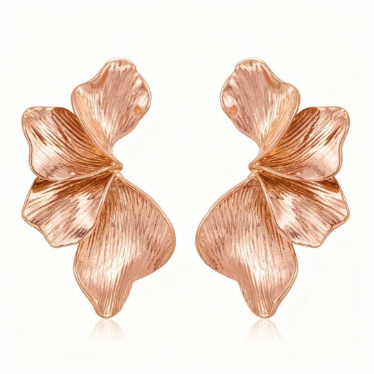 10K roségouden oorbellen met wilde bloemen