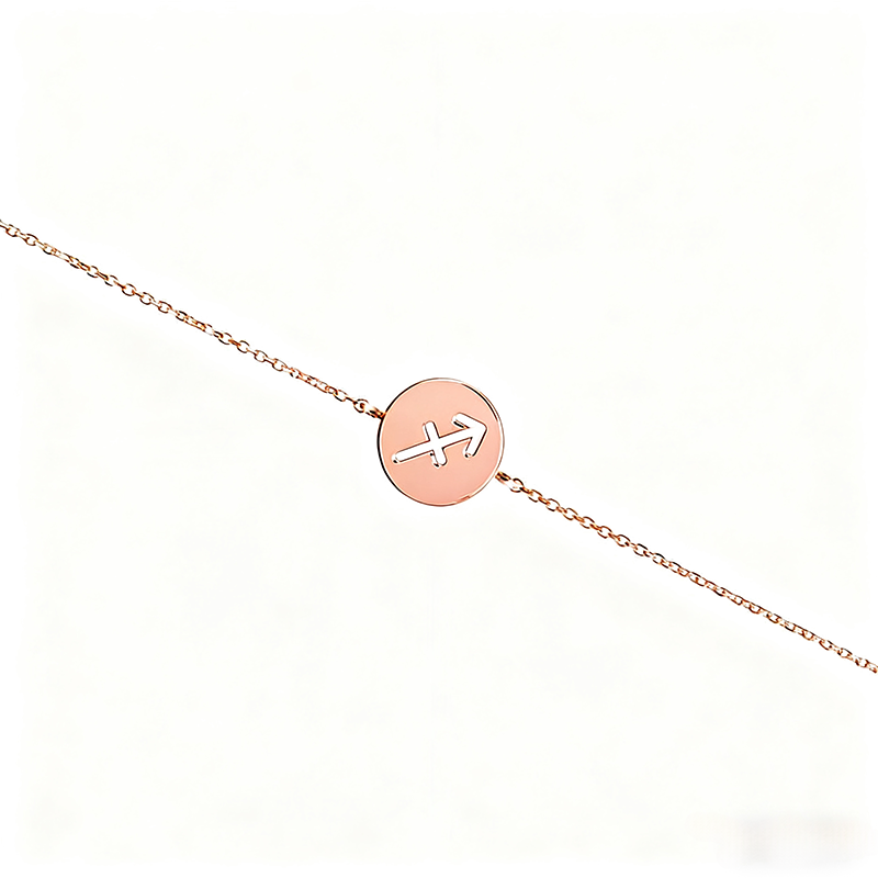 Bracelet en or rose 18 carats avec signe du zodiaque-1
