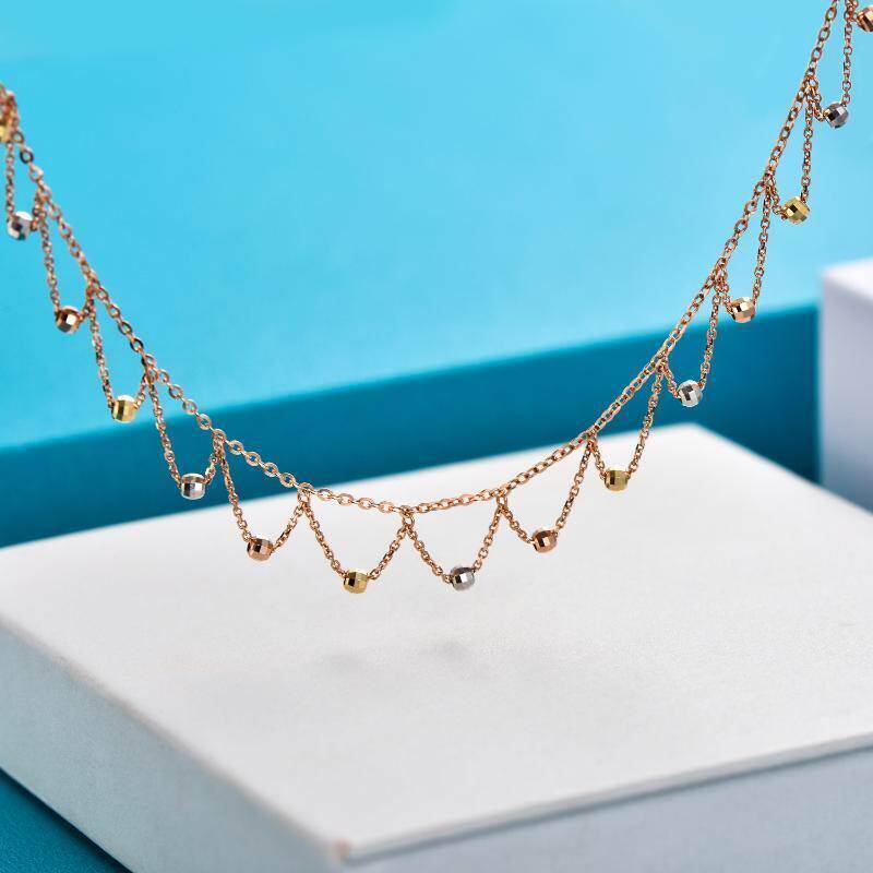 Tobillero de cadena única Sisters en oro rosa y plata de 18 quilates para mujer-3