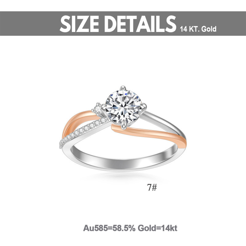 10 Karat Silber Roségold 1 bis 3 Karat TW runder künstlicher Diamant individueller Verlobungsring IGI-zertifiziert-3