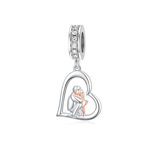 10K Silber- und Roségold-Cubic-Zirkonia-Anhänger für Vater und Tochter