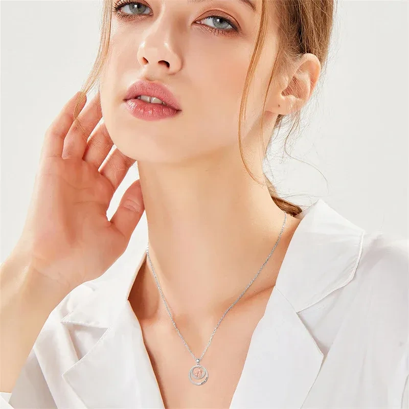 Collier pendentif père et fille en argent 14K et or rose avec zirconium cubique-2