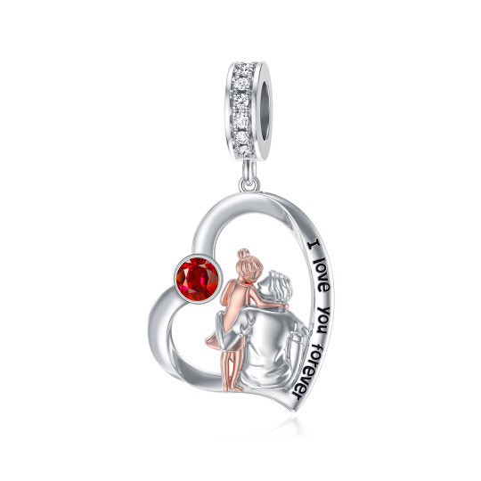 10K-Silber- und Roségold-Hängedesign mit personalisiertem Geburtsstein sowie Vater-und-Tochter-und-Herz-Anhänger mit graviertem Wort