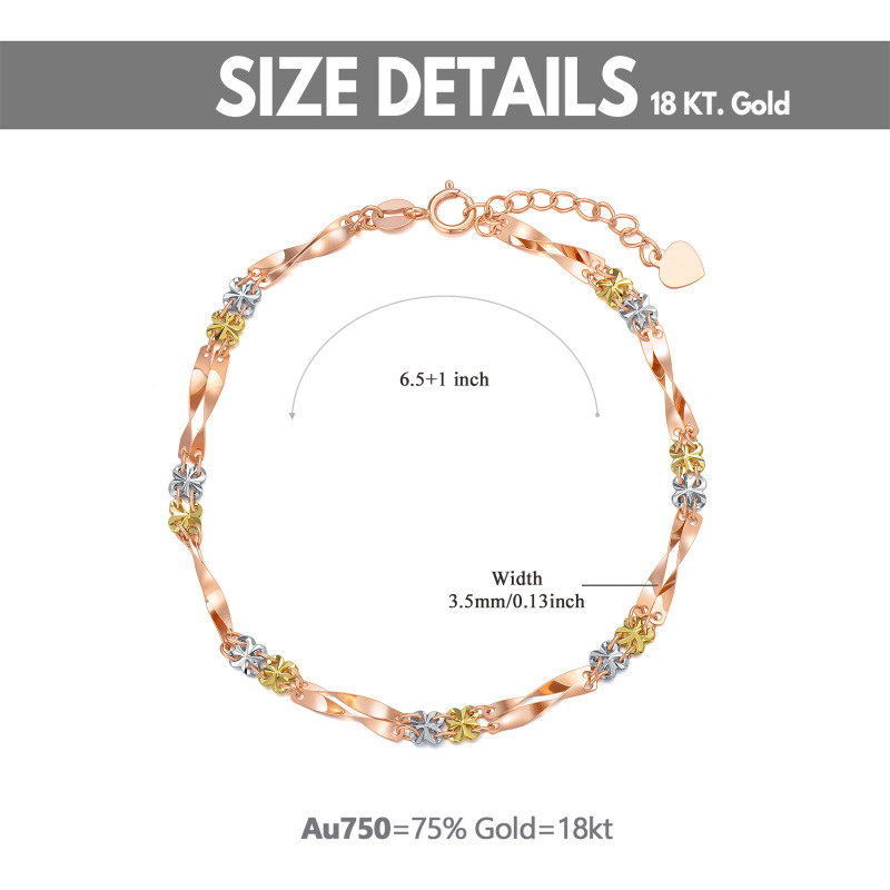 Pulsera de cadena de mosaico tricolor de oro macizo de 10 quilates para mujer-6