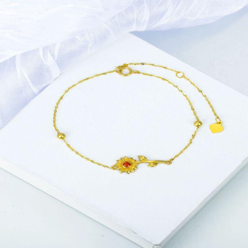 Pulsera de girasol de 14 quilates, tobillera, regalo para mujeres, mamás y el Día de la Madre.-3