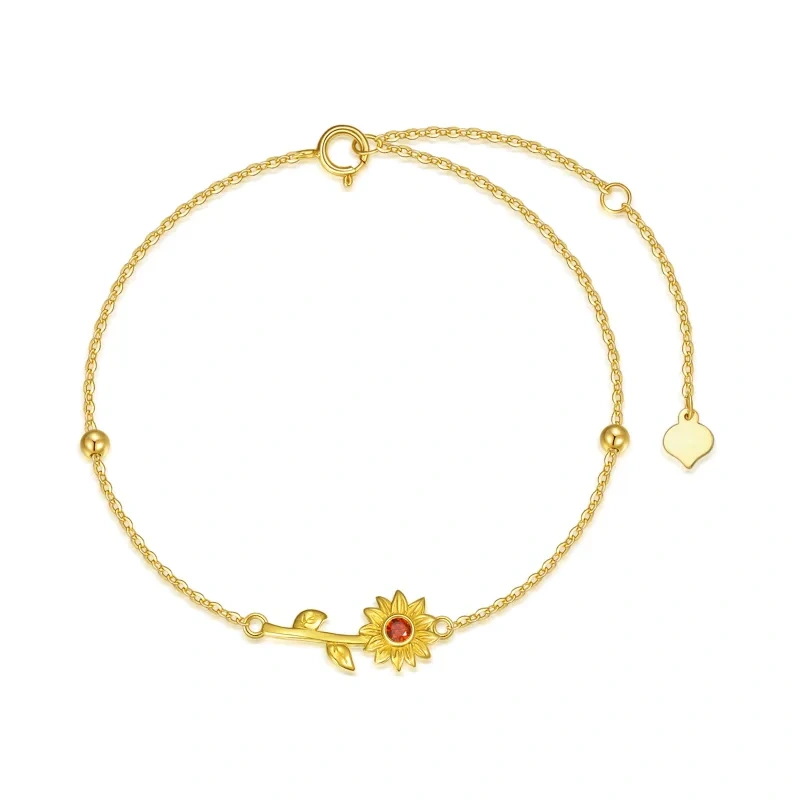 Pulsera de girasol de 14 quilates, tobillera, regalo para mujeres, mamás y el Día de la Madre.-1