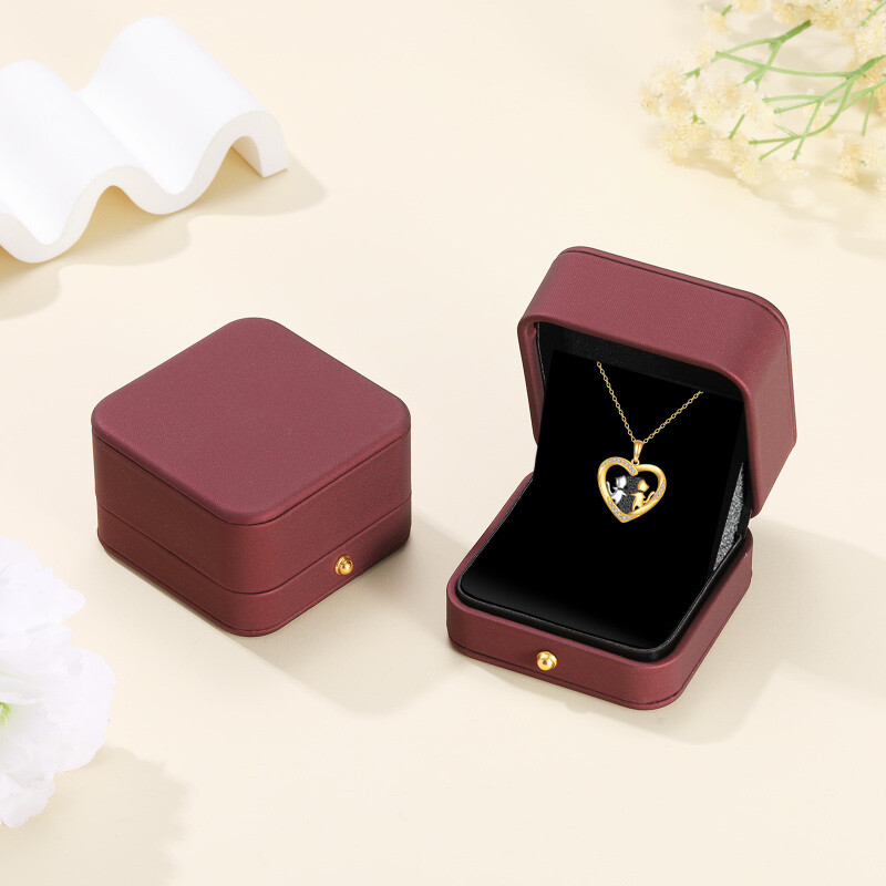 Dreifarbige Halskette aus 14 Karat massivem Gold mit Zirkonia und 3 Katzenanhängern-4