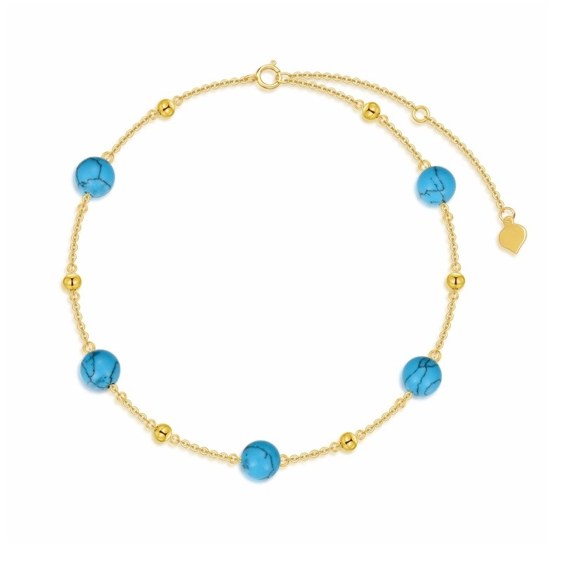 Pulseira de contas de cristal turquesa 18K-1