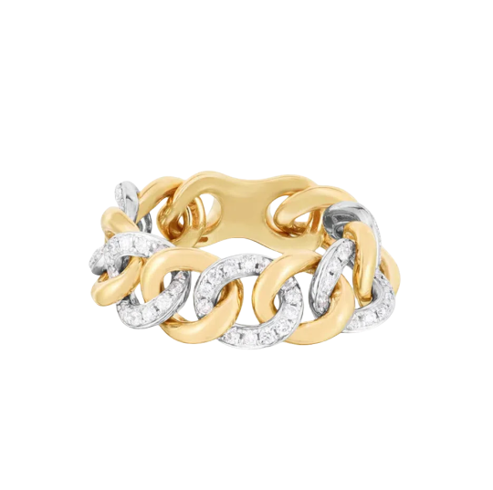 Anello con catena in oro bicolore 10K e diamanti da 0,6 ct.T.W., colore D, purezza VVS