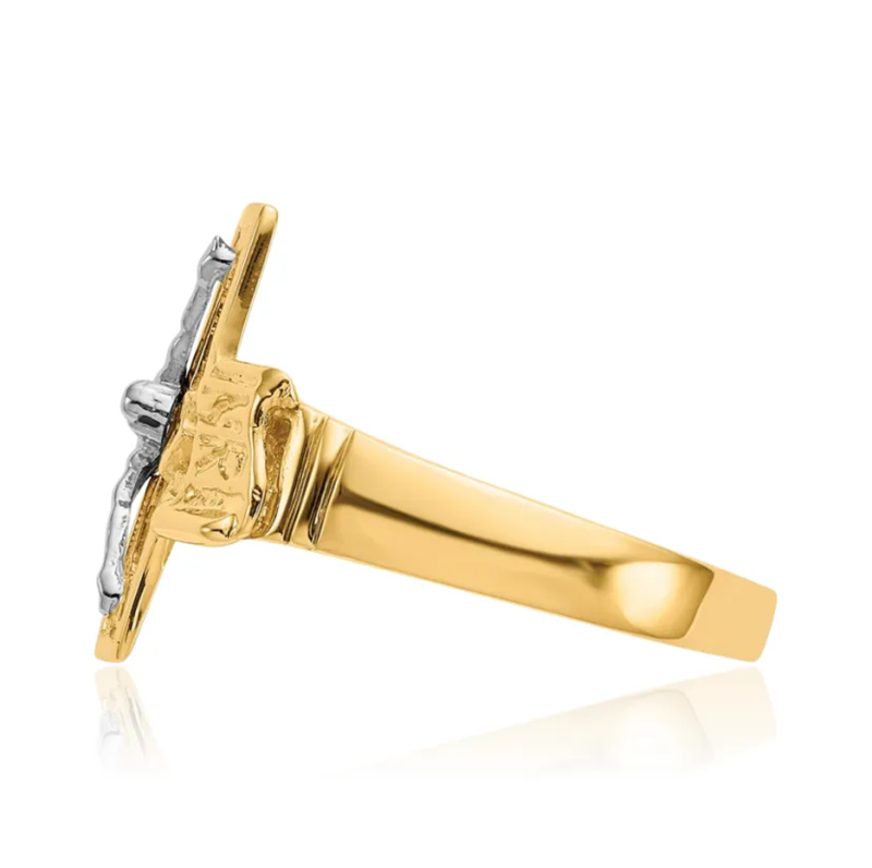18K Two-Tone Gold Crucifix Ring for Men-3
