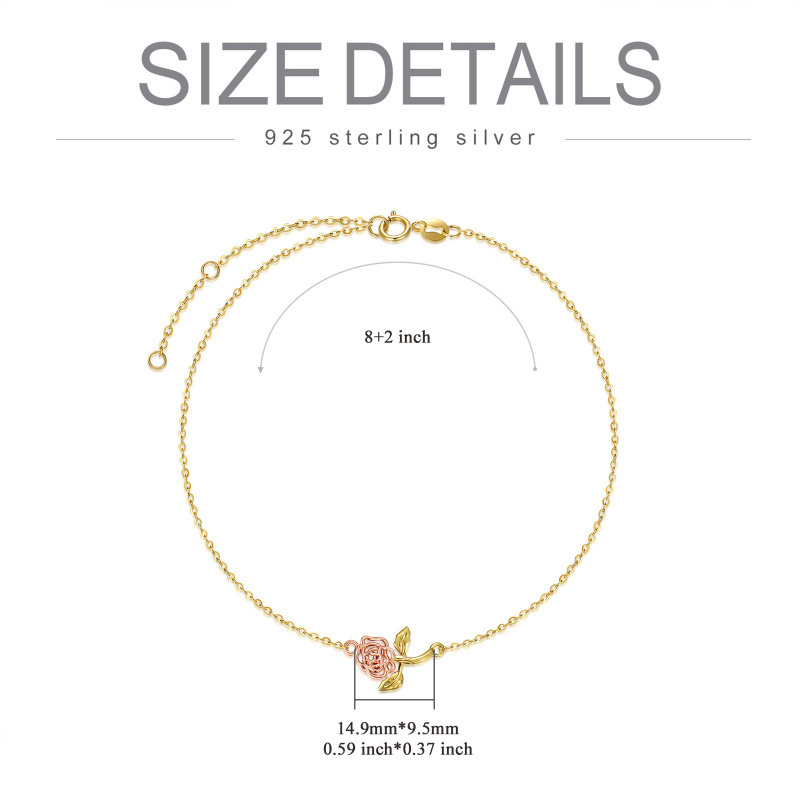 Bracelet de cheville monocouche rose bicolore 18K pour femme-4