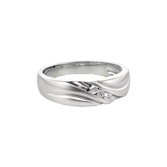 10K White Gold 0.06CT.T.W Round Cut Diamond Custom Ring for Men 3EX IGI Certified