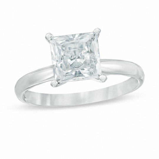 Verlobungsring aus 10-karätigem Weißgold mit einem im Labor hergestellten Diamanten im Prinzessschliff (0,5 bis 3 Karat), Farbe D, Reinheit VVS1 (3EX), IGI-zertifiziert