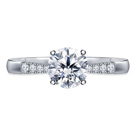 Anillo de boda personalizado en oro blanco de 10 quilates con diamante redondo creado en laboratorio de 0,5 a 3 quilates, color D, claridad VVS1-VS1, pureza 3EX.