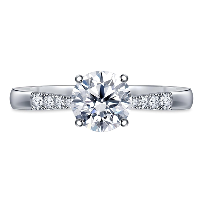 Anillo de boda personalizado en oro blanco de 10 quilates con diamante redondo creado en laboratorio de 0,5 a 3 quilates, color D, claridad VVS1-VS1, pureza 3EX.-20