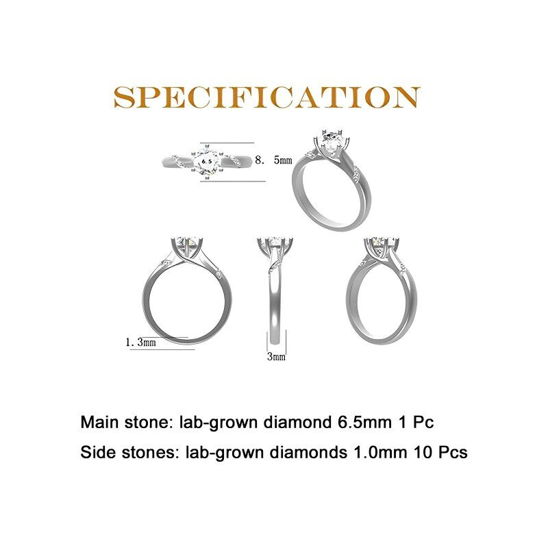 Anillo de compromiso de oro blanco de 14 quilates con diamante de laboratorio de talla redonda de 0,75 a 3,25 quilates.-9