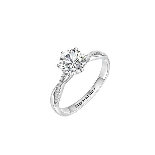 Verlobungsring aus 10-karätigem Weißgold mit einem runden, im Labor hergestellten Diamanten (0,75 bis 3,25 ct.T.W), Reinheit D, VVS1-VS1, 3EX, IGI-zertifiziert