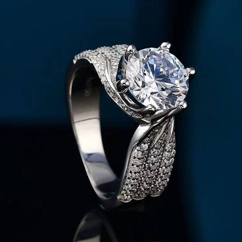 10K White Gold 1.5 to 5 CT Round Moissanite Couple Engagement Ring-5
