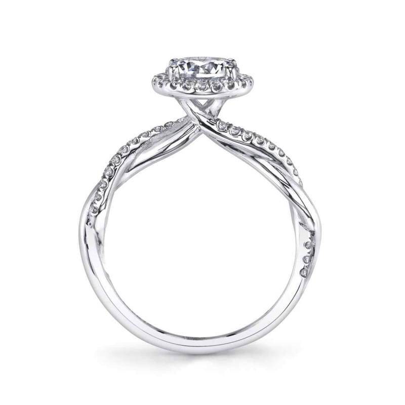 Anillo de compromiso en oro blanco de 18K con moissanita talla pera de 1 CT-3