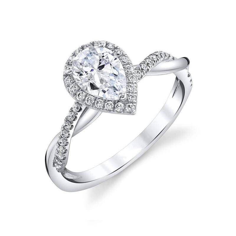 10K White Gold 1 CT Pear Cut Moissanite Engagement Ring-6