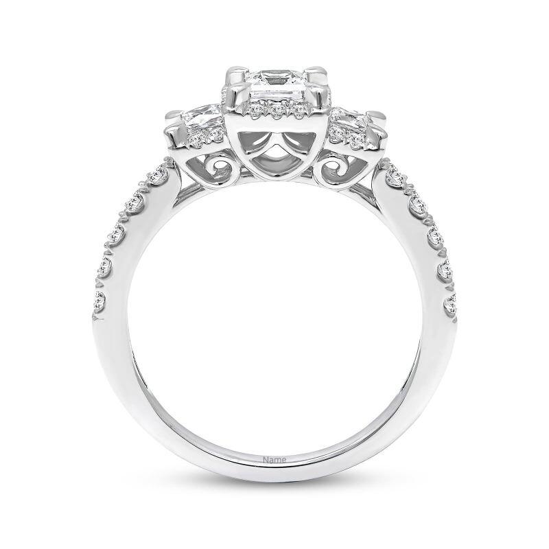 Sterling Silber 2CT Princess-Quadrat Moissanit Verlobungsring mit personalisierter Gravur-2
