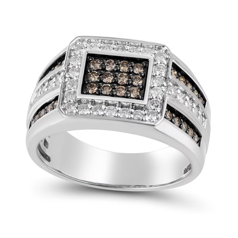 10K White Gold 1 CT.T.W. Round Lab Created Diamond Custom Wedding Ring for Men D Color VVS1 Clarity 3EX-17