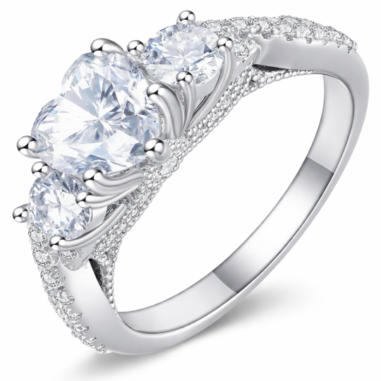 10K White Gold 1 to 3.5 CT Heart Cut Lab Created Diamond Custom Engagement Ring D Color VVS1-VS1 Clarity 3EX IGI Certified