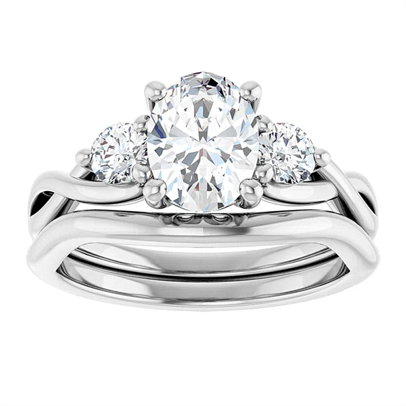 10K Or Blanc 1 à 3,5 CT Bague de Fiançailles Personnalisée en Diamant Lab Créé Coupe Ovale Couleur D Pureté VVS1-VS1 Certifiée IGI-18