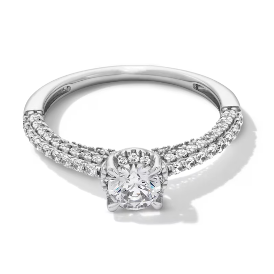 10K White Gold 1 to 3.5 CT. T.W Round Cut Lab Created Diamond Engagement Ring D VVS1-VS1 Clarity 3EX IGI Certified